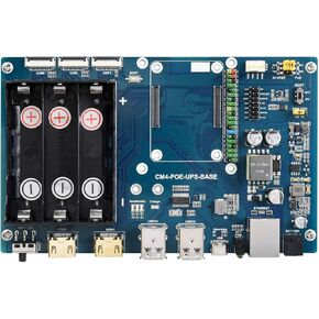 Waveshare PoE UPS Uninterruptible Power Supply Base Board for Raspberry Pi Compute Module 4 with Gigabit Ethernet/Dual HDMI/Quad USB2.0 etc.Interfaces