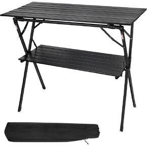 AREFFA Double-Layer Folding Table for Outdoor Cooking - Lightweight Aluminum Portable Table with Carry Bag, Ideal for BBQ, Camping & Picnic