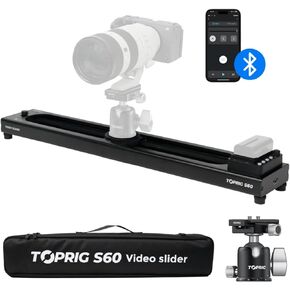 Accsoon Toprig 24inch/60cm Motorized Camera Slider with Ball Head, Button/APP Dual Control, Speed Control/Time-Lapse/120° Panoramic/Loop Mode, Compatible DSLR Camera, Gopro, Camcorder, Smartphone
