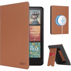 CoBak Stand Case for 7" Kindle Paperwhite 12th Gen 2024 and Kindle Colorsoft with Hand Strap - Compatible with iPhone MagSafe, for Samsung/Belkin/Anker Wireless Charging Pads, Durable, Auto Sleep Wake