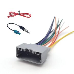 3 PCS Car Radio Wiring Harness, Radio Stereo Wiring Harness with Antenna Adapter Connector, Direct Replacement Accessories, Compatible with Jeep Compass/Wrangler Dodge (Multicolored)