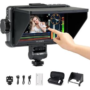 VILTROX 5.5 Inch 1200nits 4K 10bit HDMI Field Monitor, Touchscreen 3D LUT Portable Video Field Monitor Kit with Battery, On-Camera RGB Parade Histogram Waveform Focus Assist Monitor (DC-550 Pro)
