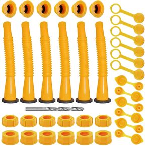 Gas Can Spout Replacement, Replacement gas can spout, Gas Can Nozzle, For most 1/2/5/10 gallon oil can. The nozzle is soft and flexible to use. With vent cap, Seals, Fuel tank caps, Base cap (6 Kit)