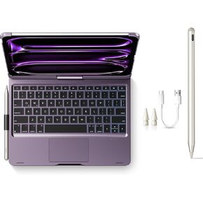 Stylus Pen + Swivel Keyboard Case for 2024 iPad Pro 11-inch M4