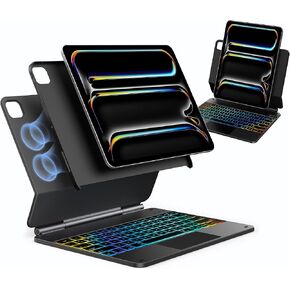 typecase Edge Keyboard Case for 2024 iPad Pro 13-inch (M4), Ultra-Slim Detachable Protective Case, Portrait & Typing Modes, Built-in Trackpad, 11-Color Backlight, Magnetic Stand, Pencil Holder(Black)