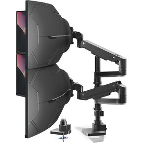 Dual Monitor-Arm Heavy-Duty for 17-57-Inch Screens - Vertical Ultrawide Dual Monitor Mount, Fully Adjustable Stacked Double Monitor Desk Mount Stand, Max Load 44 lbs per Screen, VESA 75/100 mm, Black