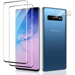 2 Pack Screen Protector for Samsung Galaxy S10 2 Pack Camera Lens Protector, 3D Tempered Glass Film, Ultra HD 9H Hardness Case Friendly Anti Scratch Ultra Resistant Oil-Resistant Shatter Protection