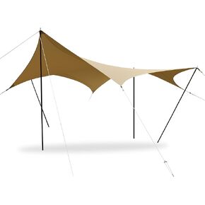 Himalaya Rain Tarp for Camping 8-13 Person Tent Tarp with Poles Camping Canopy Sun Shield Tarp Awning Backpacking for Tents Outdoor Camp Traveling Glamping (137.7" x 118.1", Octagon)