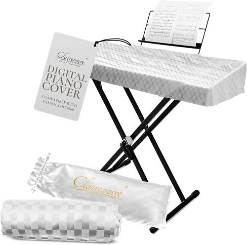 Waterproof Digital Piano Cover for Yamaha DGX670 | Fitted Bookstand Opening | Easy Access Side Fold-overs | Double Layered with inner lining | 140cm x 45cm x 13cm (Pearl White) in Saudi Arabia