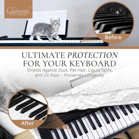 Waterproof Digital Piano Cover for Yamaha DGX670 | Fitted Bookstand Opening | Easy Access Side Fold-overs | Double Layered with inner lining | 140cm x 45cm x 13cm (Pearl White) in Saudi Arabia