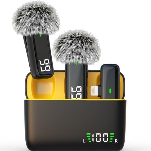 ميكروفون Wireles Lavalier USB C لأجهزة Android iPhone 15/16 - مشبك ميكروفون على شكل طية صدر السترة مزود بخاصية إلغاء الضوضاء لتسجيل الفيديو ومدونات الفيديو وبث TikTok YouTube (USB C) in Kuwait