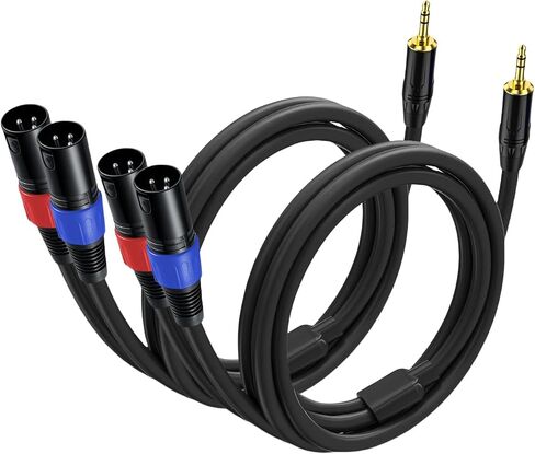 كابل 3.5 ملم TRS إلى 2 XLR بطول 3.3 قدم، غير متوازن 1/8 TRS ذكر إلى ثنائي XLR ذكر، كابل Y Splitter Aux إلى Dual XLR Breakout Cable، موصلات مطلية بالذهب 24 قيراط للهواتف الذكية والكمبيوتر اللوحي والكمبيوتر المحمول in Saudi Arabia