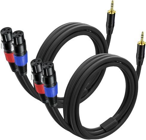 كابل 3.5 ملم TRS إلى 2 XLR بطول 3.3 قدم، غير متوازن 1/8 TRS ذكر إلى ثنائي XLR ذكر، كابل Y Splitter Aux إلى Dual XLR Breakout Cable، موصلات مطلية بالذهب 24 قيراط للهواتف الذكية والكمبيوتر اللوحي والكمبيوتر المحمول in Saudi Arabia