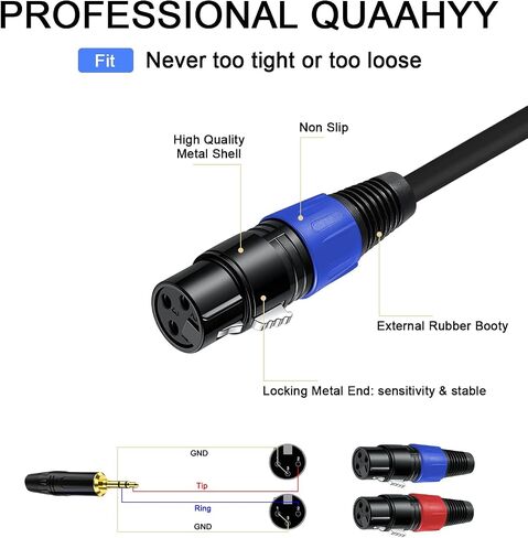 كابل 3.5 ملم TRS إلى 2 XLR بطول 3.3 قدم، غير متوازن 1/8 TRS ذكر إلى ثنائي XLR ذكر، كابل Y Splitter Aux إلى Dual XLR Breakout Cable، موصلات مطلية بالذهب 24 قيراط للهواتف الذكية والكمبيوتر اللوحي والكمبيوتر المحمول in Saudi Arabia