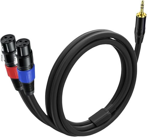 كابل 3.5 ملم TRS إلى 2 XLR بطول 3.3 قدم، غير متوازن 1/8 TRS ذكر إلى ثنائي XLR ذكر، كابل Y Splitter Aux إلى Dual XLR Breakout Cable، موصلات مطلية بالذهب 24 قيراط للهواتف الذكية والكمبيوتر اللوحي والكمبيوتر المحمول in Saudi Arabia