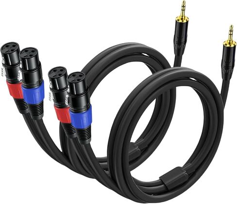 كابل 3.5 ملم TRS إلى 2 XLR بطول 3.3 قدم، غير متوازن 1/8 TRS ذكر إلى ثنائي XLR ذكر، كابل Y Splitter Aux إلى Dual XLR Breakout Cable، موصلات مطلية بالذهب 24 قيراط للهواتف الذكية والكمبيوتر اللوحي والكمبيوتر المحمول in Saudi Arabia