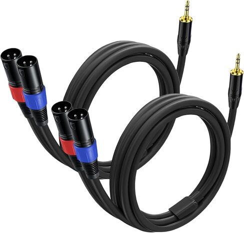 كابل 3.5 ملم TRS إلى 2 XLR بطول 3.3 قدم، غير متوازن 1/8 TRS ذكر إلى ثنائي XLR ذكر، كابل Y Splitter Aux إلى Dual XLR Breakout Cable، موصلات مطلية بالذهب 24 قيراط للهواتف الذكية والكمبيوتر اللوحي والكمبيوتر المحمول in Saudi Arabia