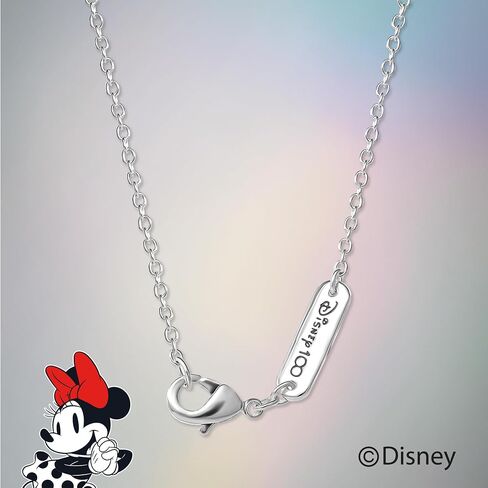 Disney Minnie Mouse Necklace for Women 18", 18k Gold Flash-Plated Minnie Pendant Necklace with Red Crystal Official License in Saudi Arabia