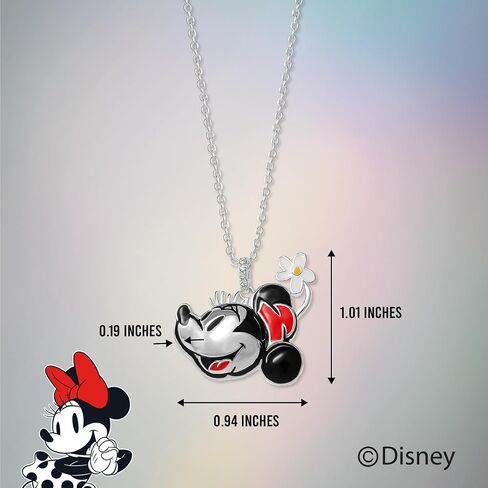 Disney Minnie Mouse Necklace for Women 18", 18k Gold Flash-Plated Minnie Pendant Necklace with Red Crystal Official License in Saudi Arabia