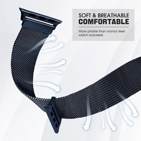Stainless Steel Mesh Loop for Apple Watch Band 38mm 40mm 41mm 42mm(Series 10), Magnetic Clasp Replacement Bands for iWatch Ultra Series 9 8 SE 7 6 5 4 Women & Men in Saudi Arabia