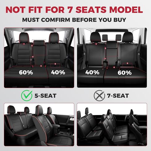 FREESOO for Toyota 4Runner Seat Covers 2011-2024, Custom Fit Car Seat Covers Front Seats, Luxury Leather Seat Covers for Cars SUV, Waterproof Car Seat Cover Cushion Protector Accessories, Black in Saudi Arabia