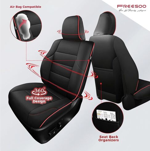 FREESOO for Toyota 4Runner Seat Covers 2011-2024, Custom Fit Car Seat Covers Front Seats, Luxury Leather Seat Covers for Cars SUV, Waterproof Car Seat Cover Cushion Protector Accessories, Black in Saudi Arabia