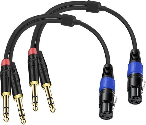 6.35mm Dual TRS to XLR Cable 1.5 FT, Dual 1/4 TRS Male to XLR Male Audio Cable, Microphone Y Splitter Patch Cord, 3-Pin XLR to Dual 1/4 TRS Male Converter Adapter Cable in Saudi Arabia