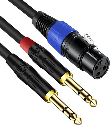 6.35mm Dual TRS to XLR Cable 1.5 FT, Dual 1/4 TRS Male to XLR Male Audio Cable, Microphone Y Splitter Patch Cord, 3-Pin XLR to Dual 1/4 TRS Male Converter Adapter Cable in Saudi Arabia