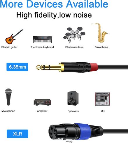 6.35mm Dual TRS to XLR Cable 1.5 FT, Dual 1/4 TRS Male to XLR Male Audio Cable, Microphone Y Splitter Patch Cord, 3-Pin XLR to Dual 1/4 TRS Male Converter Adapter Cable in Saudi Arabia