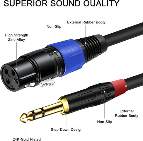 6.35mm Dual TRS to XLR Cable 1.5 FT, Dual 1/4 TRS Male to XLR Male Audio Cable, Microphone Y Splitter Patch Cord, 3-Pin XLR to Dual 1/4 TRS Male Converter Adapter Cable in Saudi Arabia