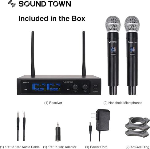 Sound Town 4 Channels Professional UHF Wireless Microphone System with Rack Mountable Metal Receiver and 4 Handheld Mics, for Church, School, Outdoor Wedding, Meeting, Party and Karaoke in Saudi Arabia