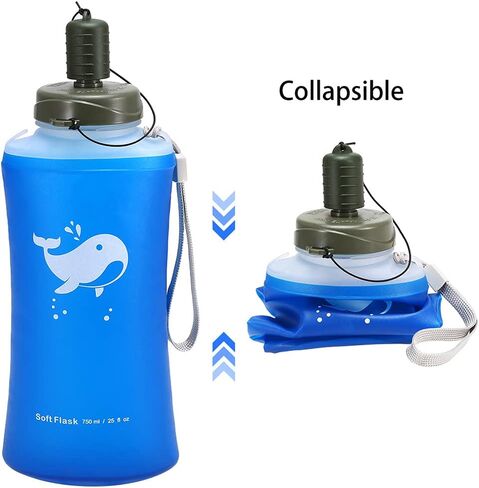 Collapsible Water Bottle, BPA-Free Collapsible Soft Flask Foldable Water Bottle for Running Hiking Cycling Climbing Travel (500ML) in Saudi Arabia