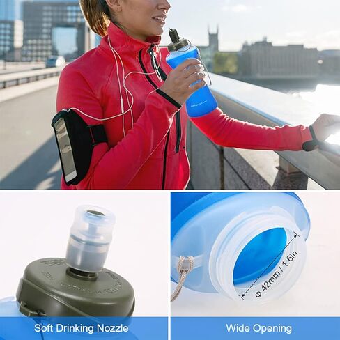 Collapsible Water Bottle, BPA-Free Collapsible Soft Flask Foldable Water Bottle for Running Hiking Cycling Climbing Travel (500ML) in Saudi Arabia