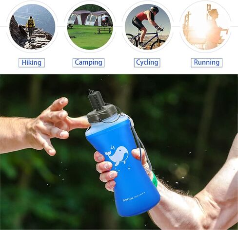 Collapsible Water Bottle, BPA-Free Collapsible Soft Flask Foldable Water Bottle for Running Hiking Cycling Climbing Travel (500ML) in Saudi Arabia