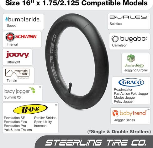 16 x 1.75/1.95/2.125 Heavy Duty Thorn Resistant Inner Tube Replacement for All Baby Trend Expedition Jogger Strollers and More! [2-Pack] Steerling Tire Co. in Saudi Arabia