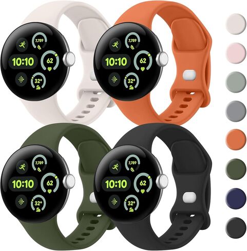 نطاقات Vanjua لـ Google Pixel Watch 3 41 ملم Band/Google Pixel Watch 2/1 Band Women Men ، 4 Pack Soft Silicone Protcs Protces Bresplicds Ristbands in Kuwait