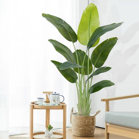 Lifelike Bird of Paradise Artificial Plant,5ft Faux Banana Leaf Tree with 10 Trunks - Perfect Indoor Silk Floor Plant for Home Decor in Living Room, Office, and Bedroom (Set of 2) in Saudi Arabia