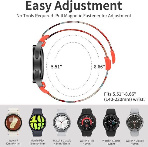 شريط مسدود - متوافق مع Samsung Galaxy Watch 7/6/5/4 Fe & Pro ، نطاق نايلون للطباعة التدرج لمدة 40/44/46/47 مم in Kuwait