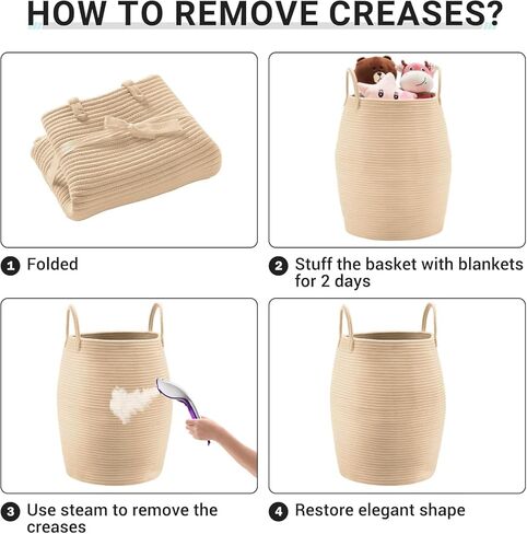 سلة الغسيل الكبيرة جدًا سعة 105 لتر من فيونا، سلة ملابس طويلة منسوجة لتخزين بطانية والألعاب والملابس المتسخة في غرفة النوم ومنظم غرفة المعيشة، بني وأسود in Kuwait