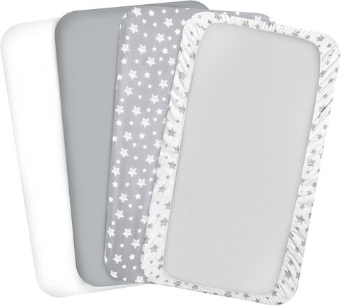 Pack and Play Sheets Girl، 4 عبوات من ملاءات سرير الأطفال الصغيرة، ملاءة قابلة للتمدد من Pack n Play Playard، متوافقة مع Graco Pack n Play، مادة ناعمة وجيدة التهوية، وردي in Saudi Arabia