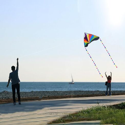 طائرة ورقية بألوان قوس قزح من مينت بذيول طويلة، طائرة ورقية سهلة للغاية للمبتدئين in Kuwait