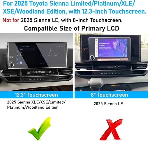 TTCR-II Compatible with 2025 Toyota Sienna Screen Protector 12.3 Inch (XLE/XSE/Limited/Platinum/Woodland), 2 Packs for 2025 Toyota Sienna Tempered Glass Screen Protector Navigation Display in Saudi Arabia