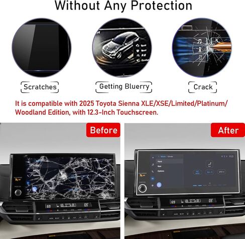 TTCR-II Compatible with 2025 Toyota Sienna Screen Protector 12.3 Inch (XLE/XSE/Limited/Platinum/Woodland), 2 Packs for 2025 Toyota Sienna Tempered Glass Screen Protector Navigation Display in Saudi Arabia