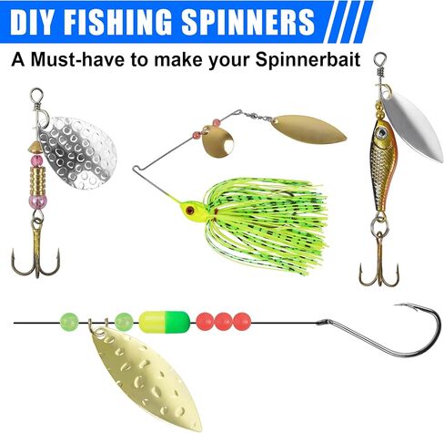 Spinner Blades for Lure Making, 50pcs Easy Spin Colorado Willow Blades Kit Spinner Baits Blades Spoons Blades Lure Making Tackle DIY Fishing Lures Accessories for Spinner Baits Walleye Rig Making in Kuwait