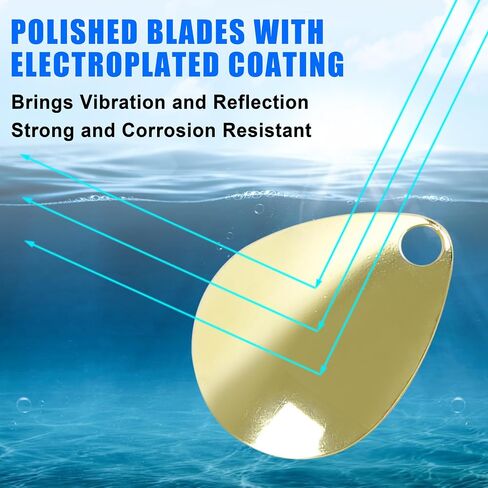 Spinner Blades for Lure Making, 50pcs Easy Spin Colorado Willow Blades Kit Spinner Baits Blades Spoons Blades Lure Making Tackle DIY Fishing Lures Accessories for Spinner Baits Walleye Rig Making in Kuwait