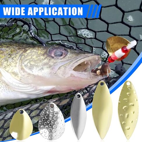 Spinner Blades for Lure Making, 50pcs Easy Spin Colorado Willow Blades Kit Spinner Baits Blades Spoons Blades Lure Making Tackle DIY Fishing Lures Accessories for Spinner Baits Walleye Rig Making in Kuwait