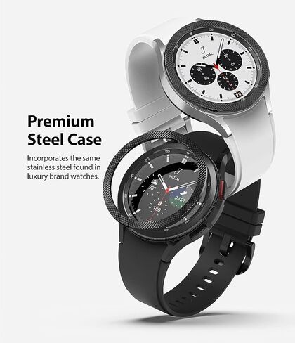 Ringke Bezel Styling Compatible with Samsung Galaxy Watch 4 Classic 42mm Adhesive Frame Ring Cover Anti Scratch [Stainless Steel] Protection for Galaxy Watch4 Classic 42mm - Silver [42-04] in Saudi Arabia