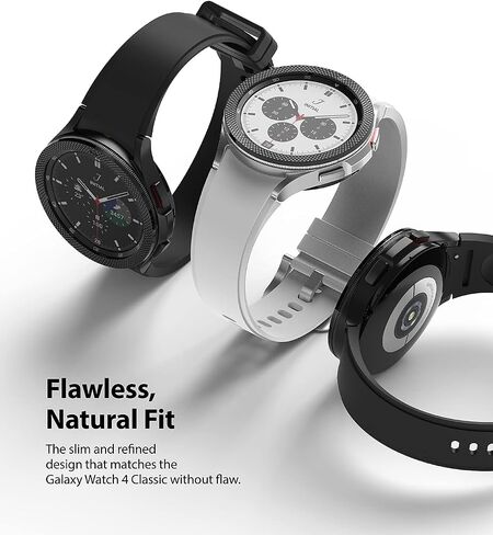 Ringke Bezel Styling Compatible with Samsung Galaxy Watch 4 Classic 42mm Adhesive Frame Ring Cover Anti Scratch [Stainless Steel] Protection for Galaxy Watch4 Classic 42mm - Silver [42-04] in Saudi Arabia