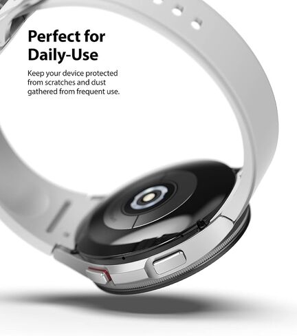 Ringke Bezel Styling Compatible with Samsung Galaxy Watch 4 Classic 42mm Adhesive Frame Ring Cover Anti Scratch [Stainless Steel] Protection for Galaxy Watch4 Classic 42mm - Silver [42-04] in Saudi Arabia