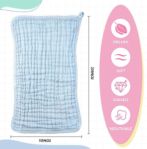 Irenare 6 Pieces Large 20 x 10 Inch Burp Cloths Multi-Colors Muslin Washcloths Baby Burping Diapers 6 Absorbent in Saudi Arabia